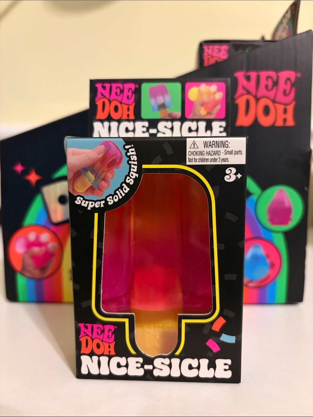 NeeDoh Nice-Sicle Pink Orange Popsicle Squishy NEW in Box (w/ sticker freebie)